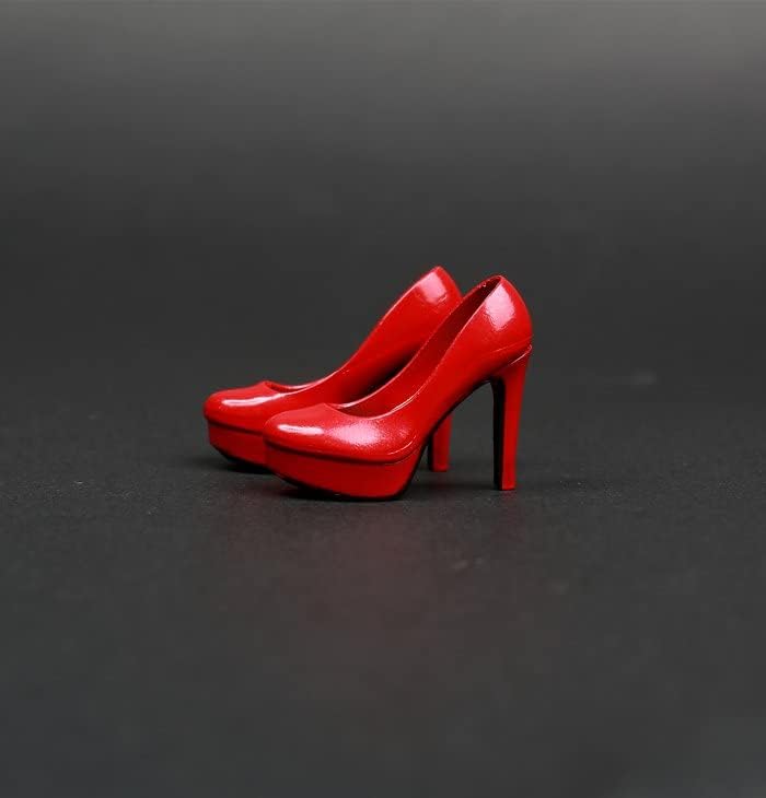 Fremego 1/6 Scale Female High-Heeled Shoes Leather Shoes Model Accessory for 12inch PH TBL JO Action Figure Body (Red) - Image 1